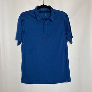 Patagonia Capilene Cool Trail Shirt‎ Mens M Blue Technical Performance Polo Gorp